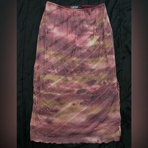 Rampage Pink Tye Dye Midi Skirt